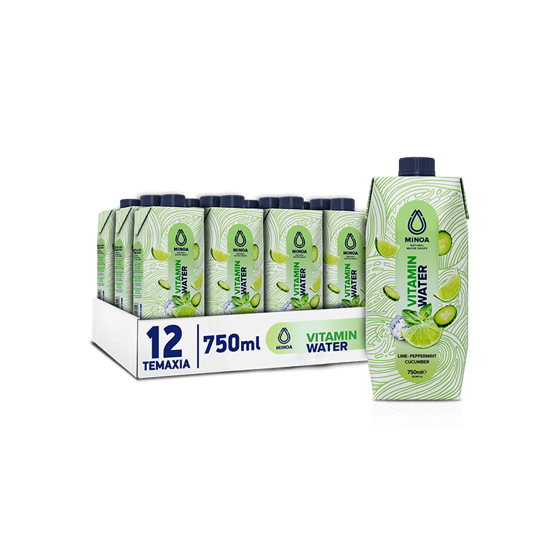 Minoa Immunity Vitamin Water Βιταμινούχο Νερό με Γεύση Lime - Mint - Cucumber 750ml 12τμχ