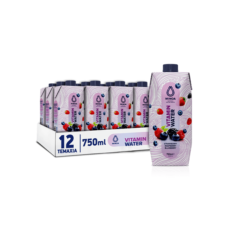 Minoa Relax Vitamin Water Βιταμινούχο Νερό με Γεύση Strawberry - Raspberry - Blueberry 750ml 12τμχ