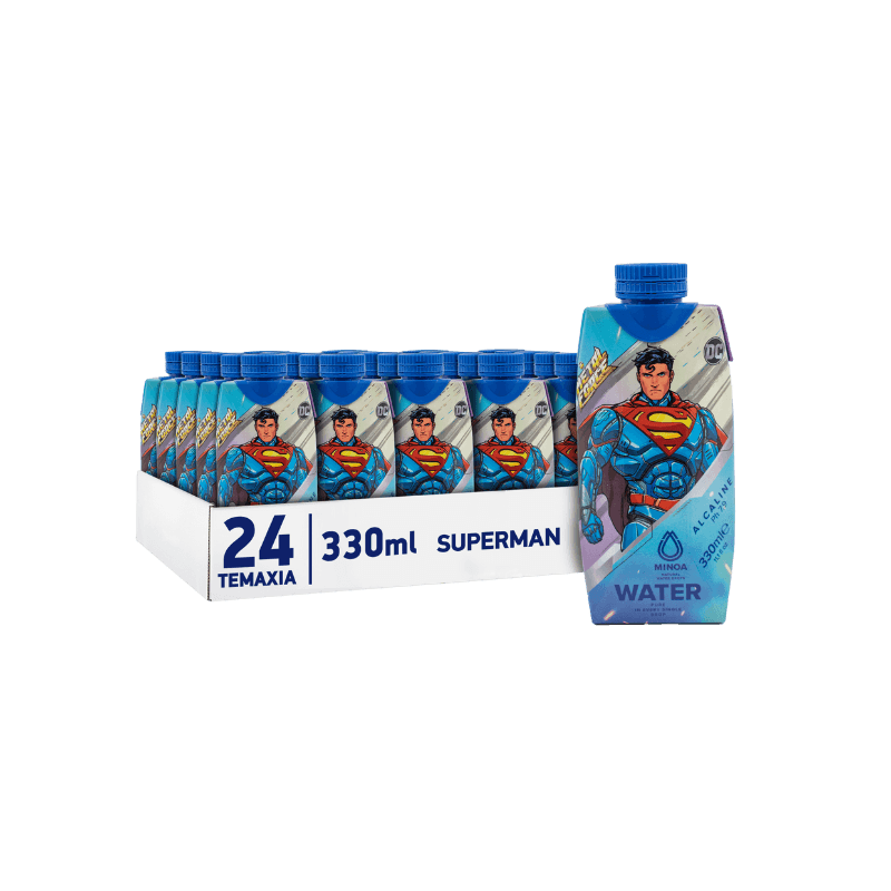 Minoa Kids Pure Water 360 Superman 330ml Εμφιαλωμένο Νερό σε Παιδική Χάρτινη Φυσική Συσκευασία 24τμχ