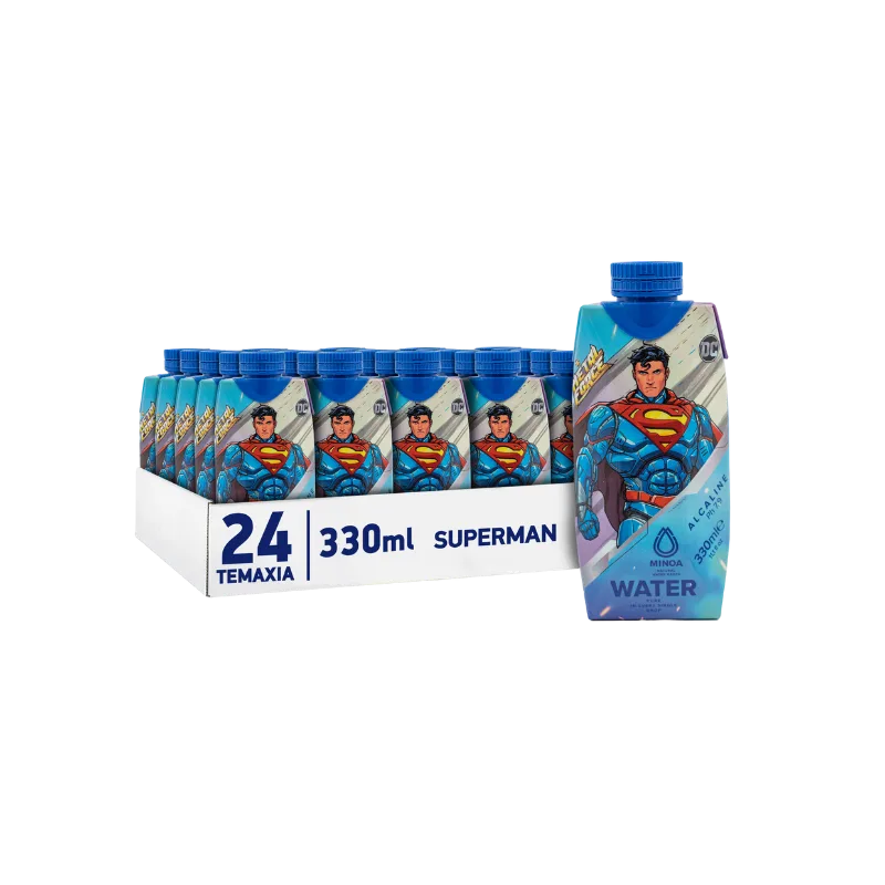Minoa Kids Pure Water 360 Superman 330ml Εμφιαλωμένο Νερό σε Παιδική Χάρτινη Φυσική Συσκευασία 24τμχ
